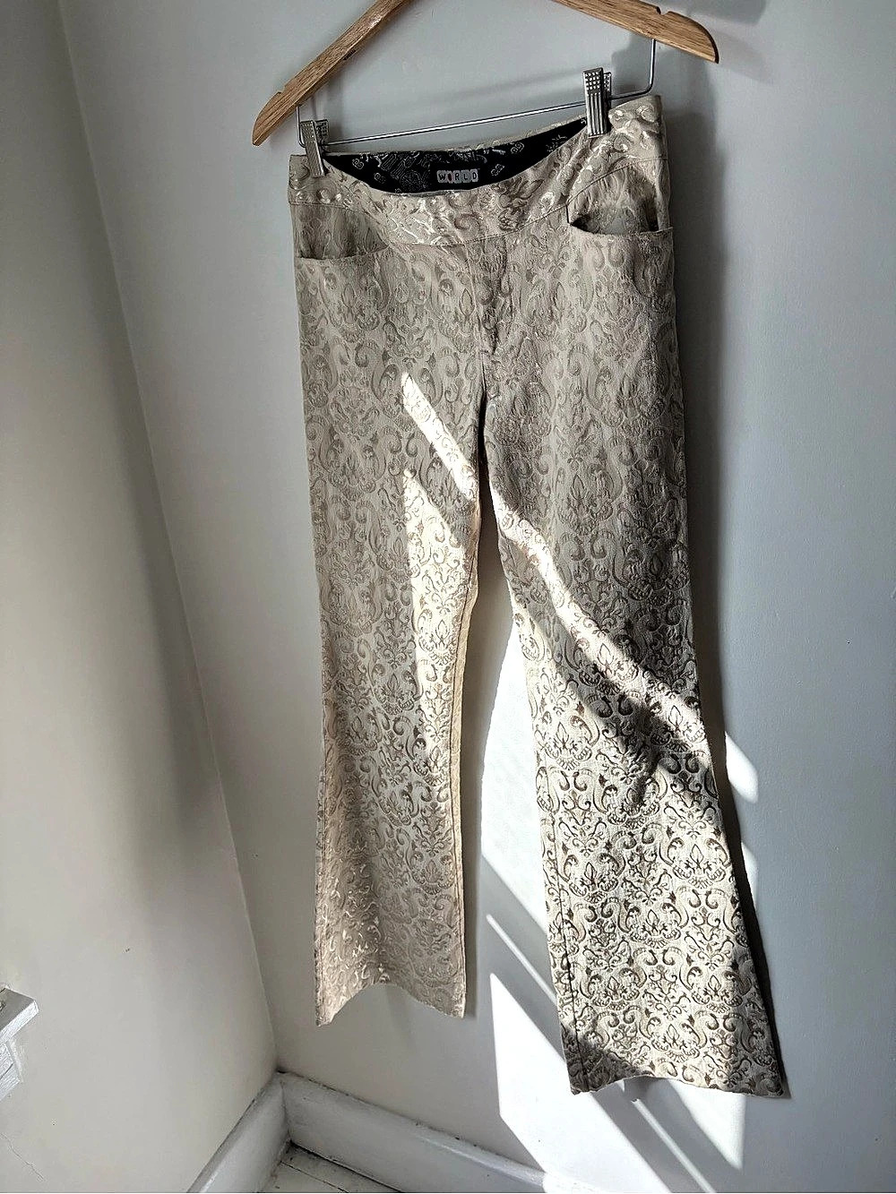 Paisley Wide Leg Pants in Cream & White